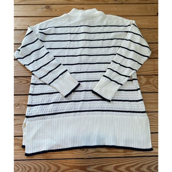 NWT Seraphine 1/2 Zip Stripe Sweater Size Medium Women’s White - Picture 2 of 9
